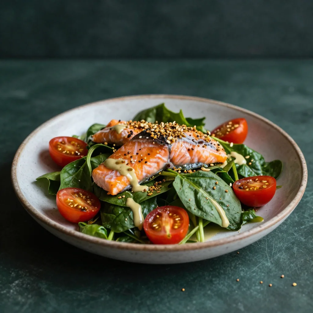 Receta - Ensalada Tibia de Espinacas y Salmón